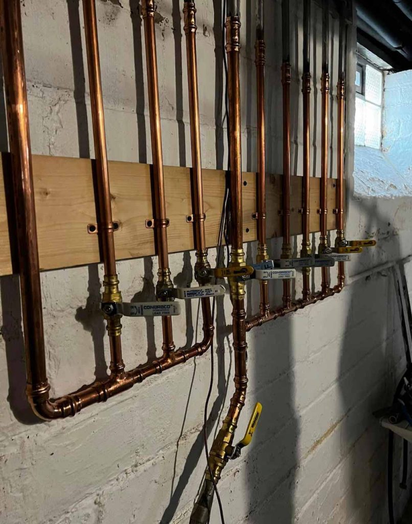 Copper water line pipes
