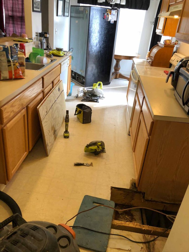A messy kitchen, remodeling in-progress